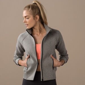 Lululemon NTS Bomber Jacket in Heathered Medium Grey / Black | Size 12
